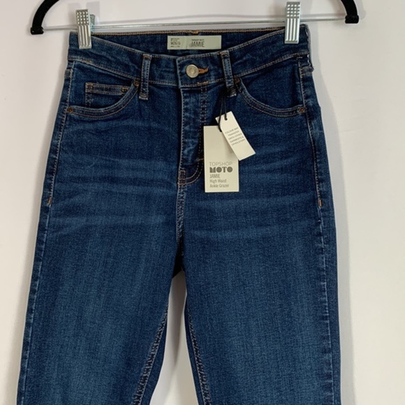 Topshop Moto Jamie High Waist Ankle Grazer Skinny Jeans NWT - Picture 2 of 11